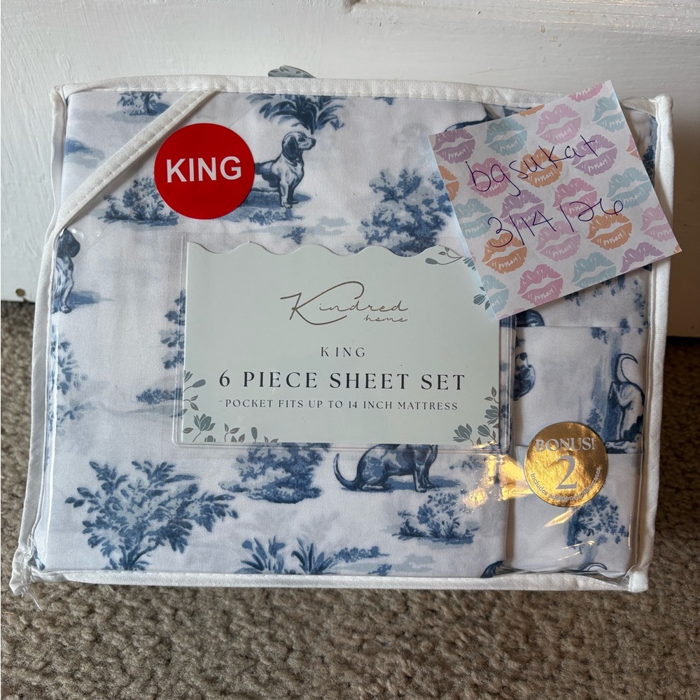 Kindred Home Blue Dachshund 6 Piece Sheet Set